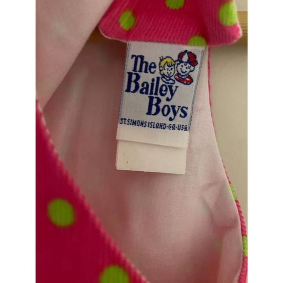 Bailey Boys pink whale cord jumper dress lime green polka dots size 6 - Picture 6 of 7